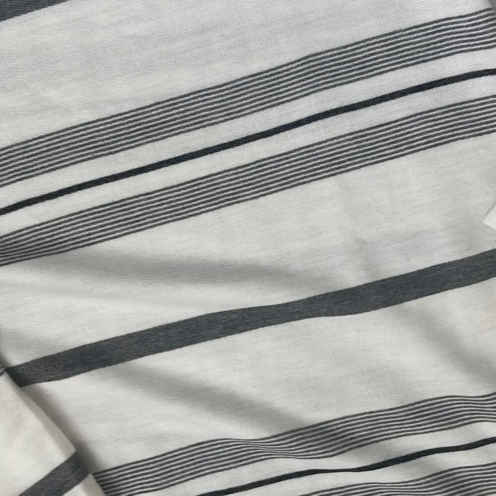 Elwood Striped Jersey Mens‎ Large White Grey Curved Hem Long Sleeve EMT022916